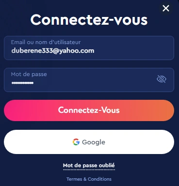 Interface de connexion Celsius Casino avec options de sécurité