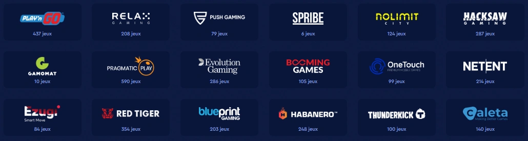 Logos des principaux fournisseurs de machines à sous